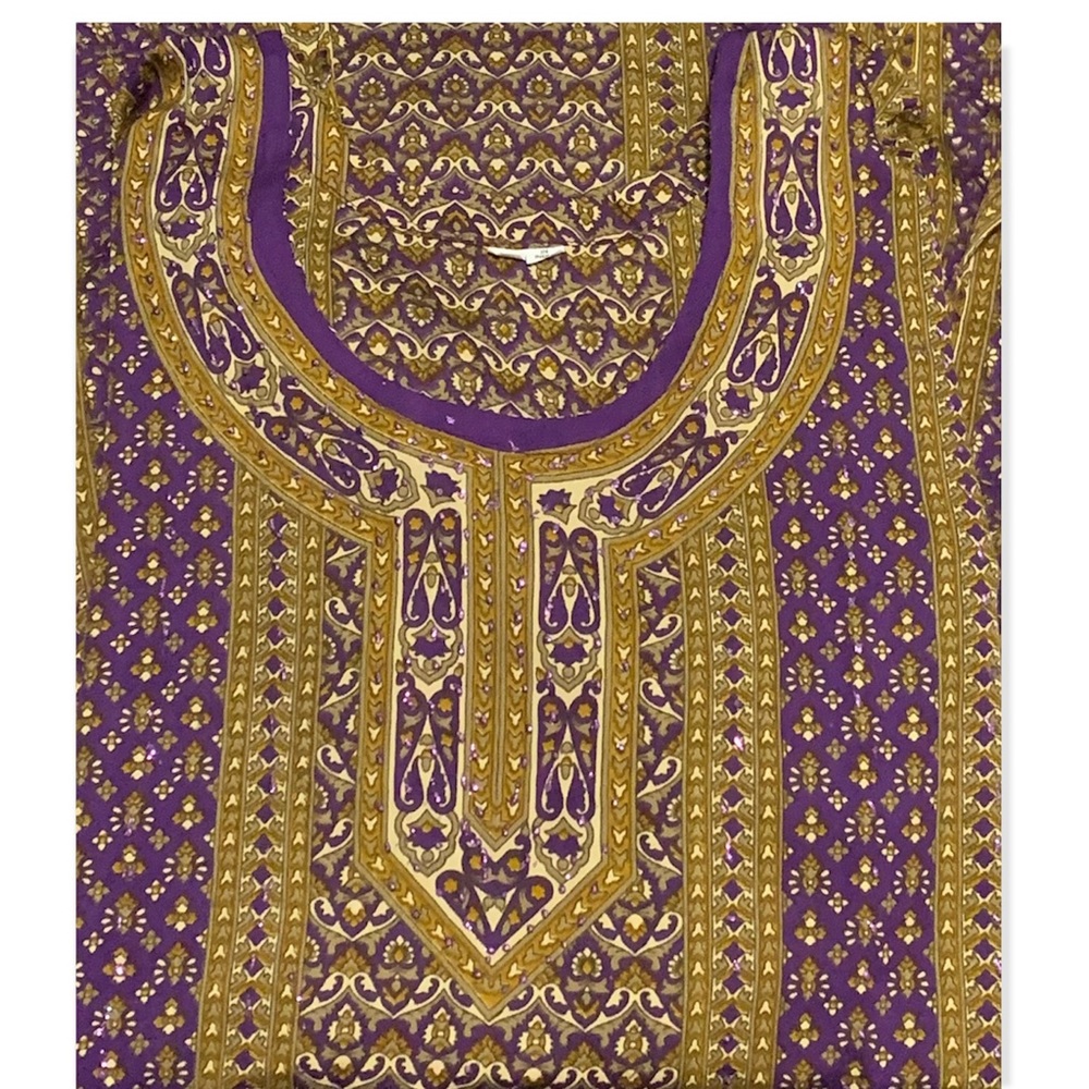Women's Gold & Purple Kurti/Tunic - Picture 11 of 11